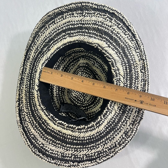 ZARA Woven Fedora Ecru/Black, 3.5” Wide Brim - Picture 6 of 13